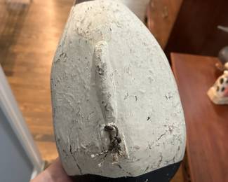 P97 - $150 Each. 2 Available (multiple photos to show angles) Unsigned Canvasback Duck Decoys. Carved wood with some age on them! Great paint. Overall very good vintage condition. One has crack around the neck area. Both have metal rings on the bottom and come with photographed stands. 