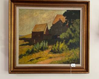 P5 - $650. Yarnall Abbott artist signed 1930. "Lanesville - Summer" Measures 35.5" x 32" framed. 