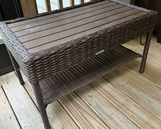 P38 - $100. Hampton Bay Outdoor Coffee Table. Measures 36" wide x 20" deep x 20" tall