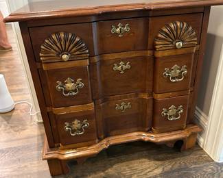 P27 - $65. Single Nightstand. Measures 25" wide x 15" deep x 25" tall. All drawers slide. In very good vintage condition. 