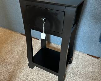 P45 - $20. Single Black Nightstand. Measures 16" wide x 12" deep x 26" tall
