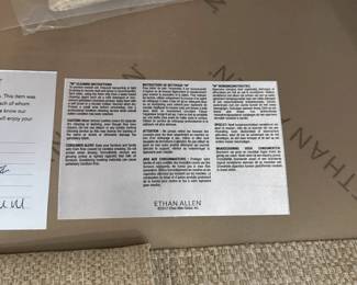 P16 - $450 PAIR. Ethan Allen Wingback Chairs. Measures 35" wide x 34" deep  x 42" tall. Minor wear on the arms but overall excellent condition. Lovely neutral color!