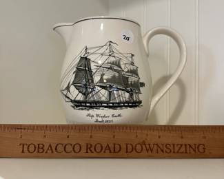 P102 - $20. Spode Pitcher Ship Windor Castle on one Side. Ship Recovery of London on one side. 