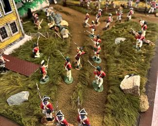 P56 - $250 Desk and Revolutionary War Battle Scene - Measures 48" wide x 26" deep x 29.5" tall. Current Owner would like this one set all to go together. We will split if there is enough interest in individual pieces. 