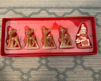 P171 - $40. Vintage Santa & Reindeer Candles in original box - excellent condition!
