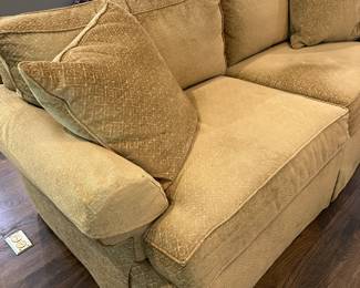 P19 -$450. Ethan Allen Sofa. Measures 80" wide x 37" deep  x 34" tall. (not stained microfiber like material didn't photograph well!) Very comfortable and in excellent condition!