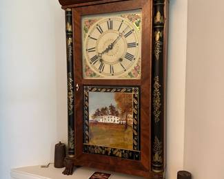 P118 - $150. Eli Terry & Son Federal Stenciled Pillar Clock / Shelf Clock. 