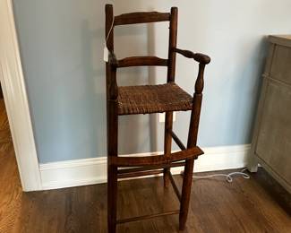P32 - $45. Childs Antique Highchair. Needs minor repair on back support. Measures 12" wide x 13" deep x 33" tall