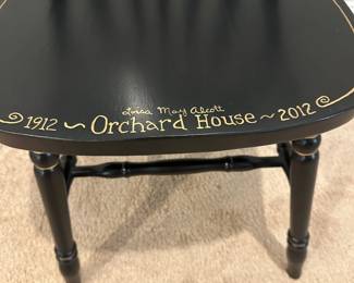P50 - $150. Artist Colleen Sgroi, Louisa May Alcott "Orchard House" Chair.  Measures 20" wide x 18" deep x 35.5" tall