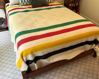 P24 - $125. Hudson's Bay Four Point Blanket.  Queen Size. 100% wool. Measures 94" wide x 96" long. Overall excellent condition. 