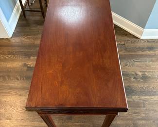 P15 - $250. Antique Bartley Collection Gate Leg Game Table.  When open measures 35.5" wide x 35" deep  x 28" tall. 