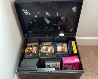 P46 - $75. Large Metal Document Box. Stamped front reads "ESTATE of Christiana Cook". Measures 20.5" wide x 14" deep x 11" tall. No key. (Contents NOT included - box only) 