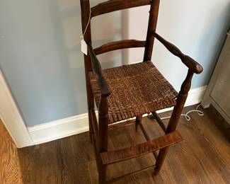 P32 - $45. Childs Antique Highchair. Needs minor repair on back support. Measures 12" wide x 13" deep x 33" tall