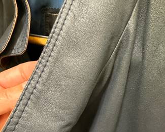 P169 - $30 - Misuri Mens Lightweight Blue Leather Jacket. Size 58. Good Vintage Condition. 