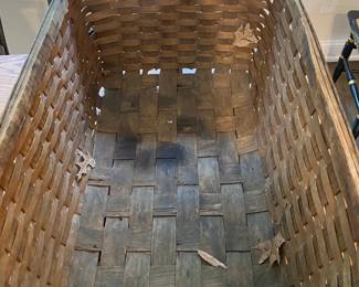 P186 - $125 - Large Flat Woven Antique Laundry Basket. 