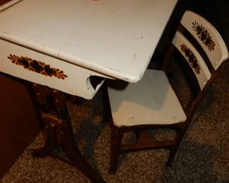Old children's school desk and chair
