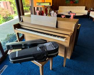 Upright Janssen piano, blonde