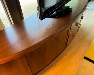 Stunning walnut console with atomic style feet, by Normand Couture. Toronto, Canada. Purchased from Petersen Interiors, paid $2200. 84x20x21"