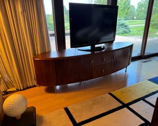 Stunning walnut console with atomic style feet, by Normand Couture. Toronto, Canada. Purchased from Petersen Interiors, paid $2200. 84x20x21"
