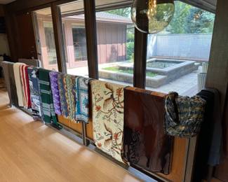 Pretty batiks, pretty scarves. vintage linens too