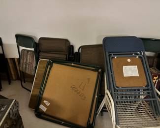 Several cart tables and chairs 