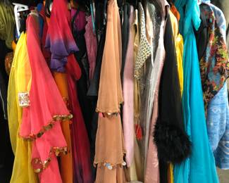 Skirts veils and vintage dresses multipal racks.