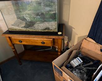 Aquarium with supplies 