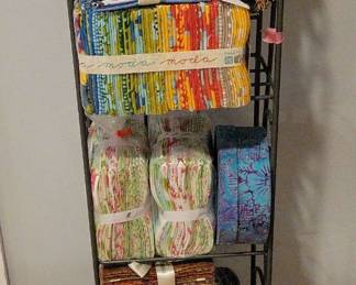 Iron Rack Shelving Unit With Quilting Squares