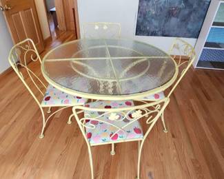 Vintage Wrought Iron and Glass Patio Set