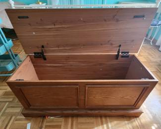 Vintage Cedar Chest with Upholstered Bench