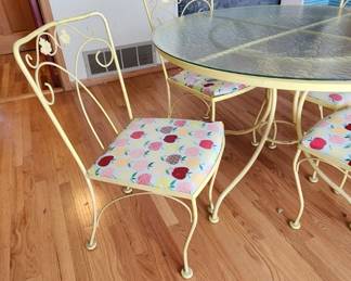 Vintage Wrough Iron and Glass Patio Set