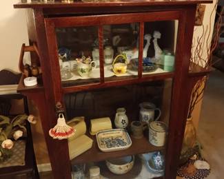 Mission Oak  Glass Door Cabinet