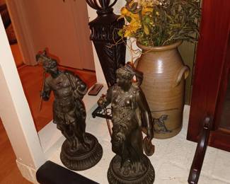 Metal Figurines, Pottery Crock