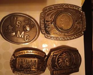 Levi Garret and Red Man Tobacco belt Buckles