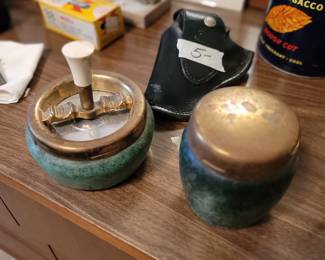 Art Deco Metal Cigarette Case & Ash Tray