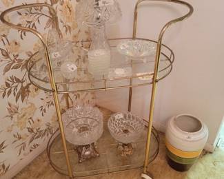Tea Cart, W. Germany Vase, Crystal