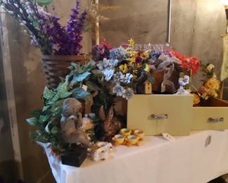 Spring decor and faux floral, basement. 