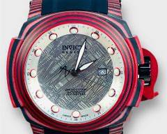 Invicta Man of War Red & Black Carbon Fiber Meteorite Dial Automatic Wristwatch Limited Edition 186/600 Model No. 23563
