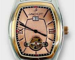 Jacot Salmon Guilloche Automatic Tonneau Dress Watch Ref. E481M-604-215
