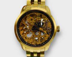 Invicta Gold Toned Skeleton Mechanical Watch Model No. 5001
