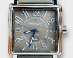 Stuhrling Original Manchester Ozzie Grey Guilloche Square Automatic Dress Watch
