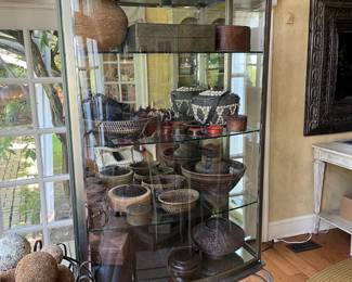 Glass Vitrine with Large Basket Collection
