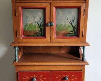 Folk art painted child's cupboard