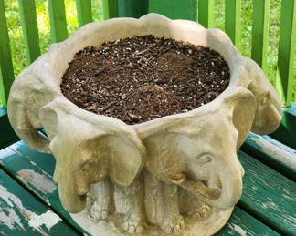 Concrete elephant planter