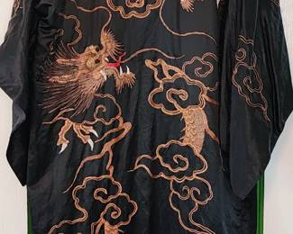 Japanese kimono with ornate dragon stitching  