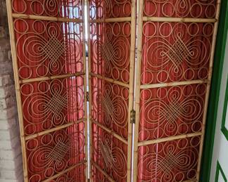 Mid-century bamboo dressing screen