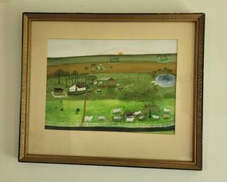 Original signed and dated C. B. Allerton primitive folk art painting.