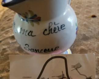 Vintage small pitcher "quimper jug" from France, 6" tall.