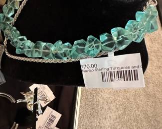 Navajo Sterling Turquoise and Coral Necklace