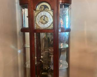 Grandfather Clock with side curios. Available for pre-sale.